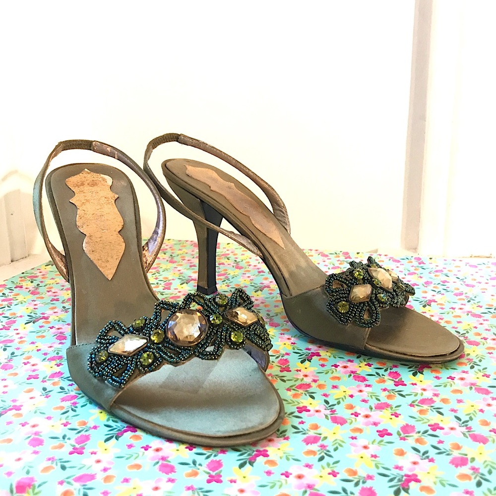 Nine West, Olive green, High Heel Sandal, Size 7